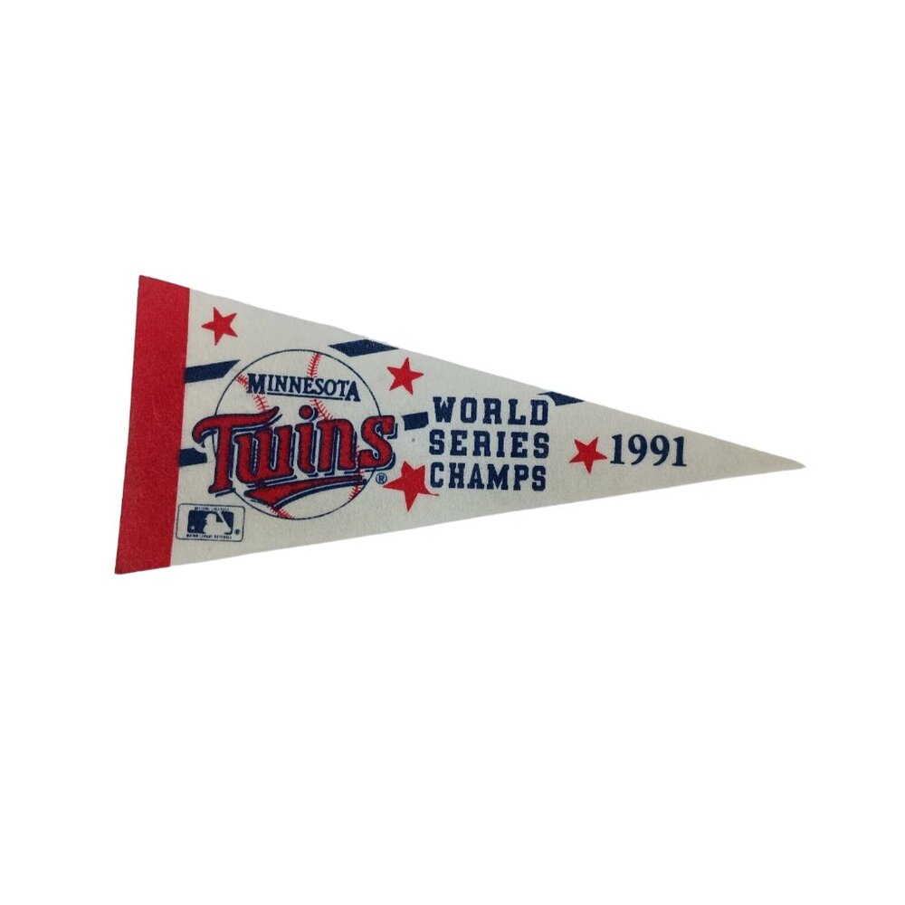Minnesota Twins World Series Champs 1991 Pennant Flag Lot Of 3 Vtg. - Picture 2 of 5